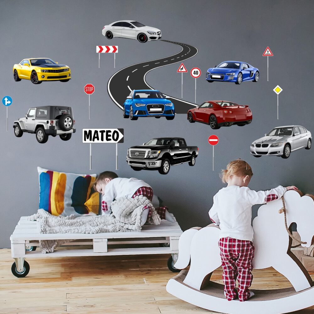 Papel parede criança - Carros com nome