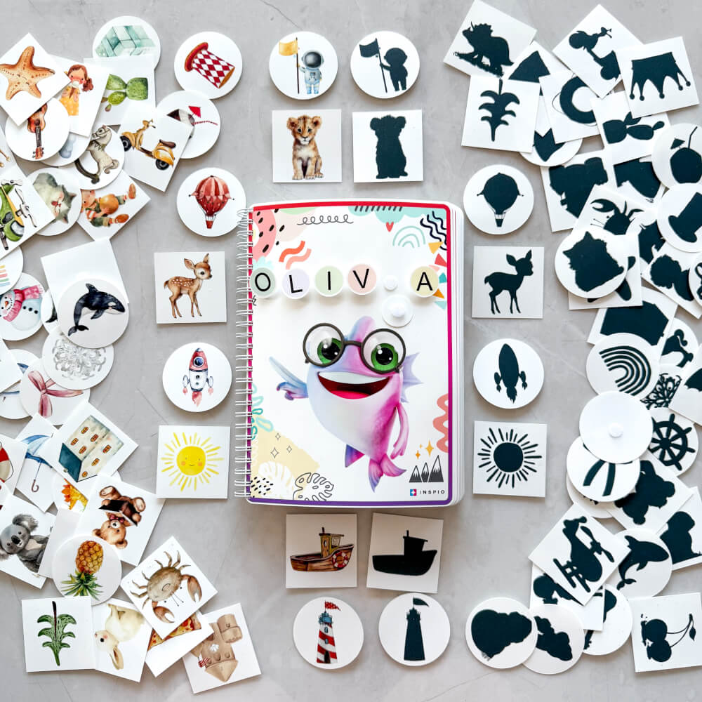 Livro e fichas Montessori - Atribuir sombras - Livro Universal